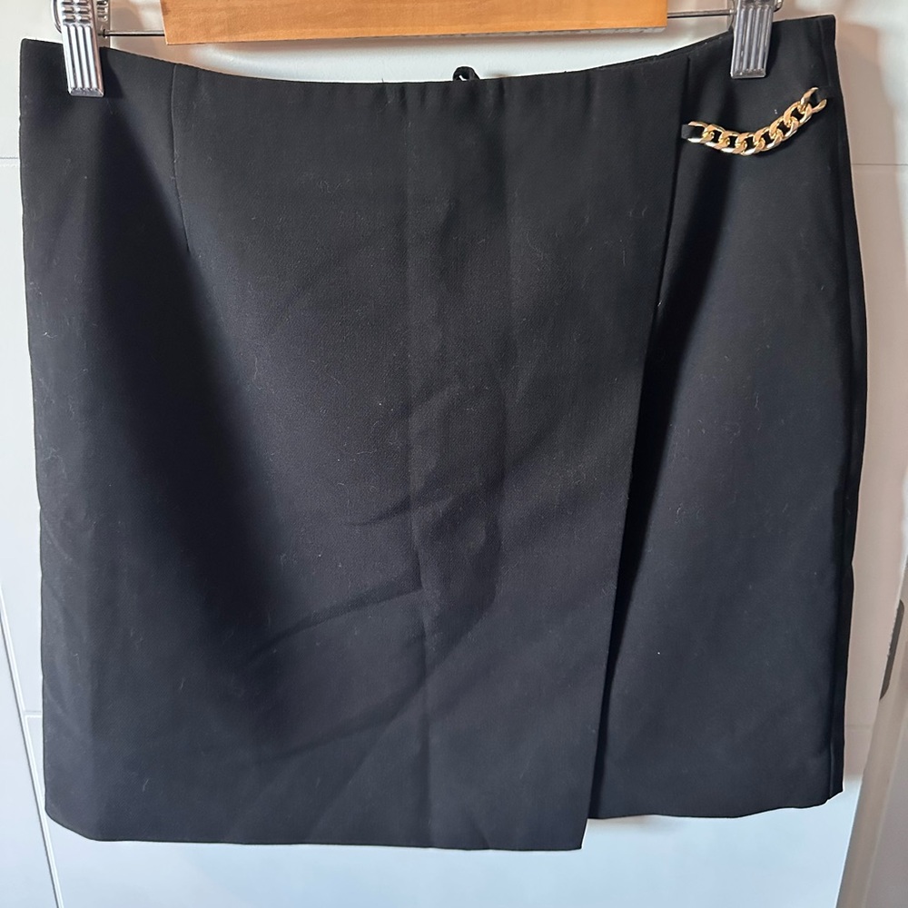 Black Mini Skirt with Gold Chain